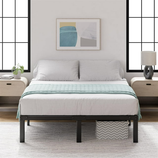 ZINUS Yelena - Cama de metal tamaño king de 35,5 cm, con listones de acero, sin somier, embalaje ecológico WonderBox, fácil montaje, color negro