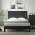 thumbnail image 4 of Gymax Full Size Bed Frame Platform Slat High Headboard Bedroom Rubber Wood Leg Black, 4 of 10