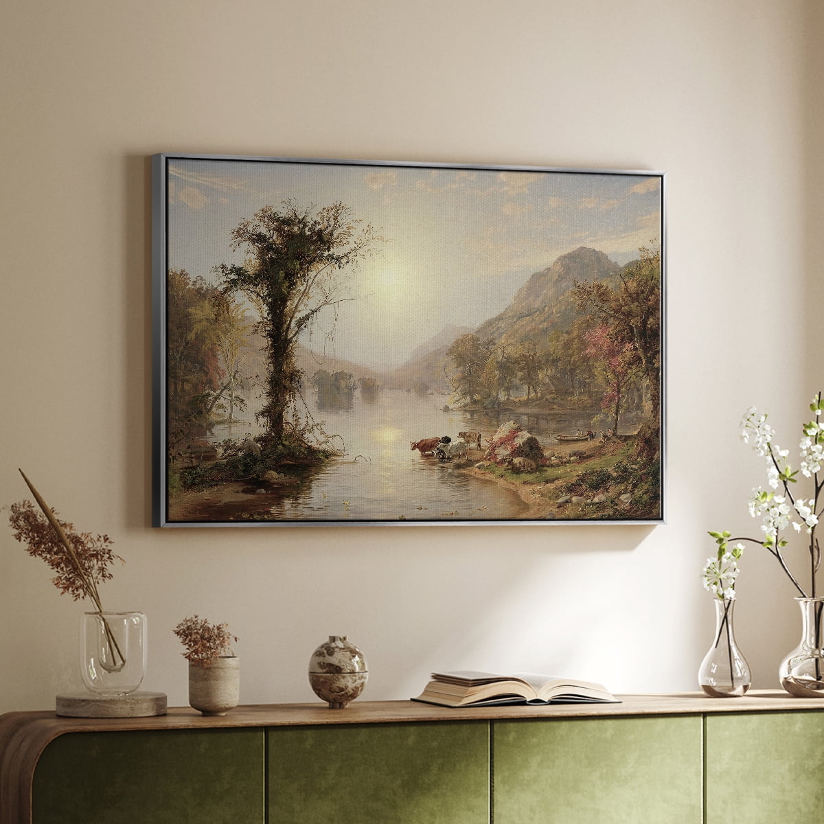 Vintage Landscape-XXII By Wexford Home Framed in Silver Wood Gallery Wrapped Canvas 25 in. x 37 in.