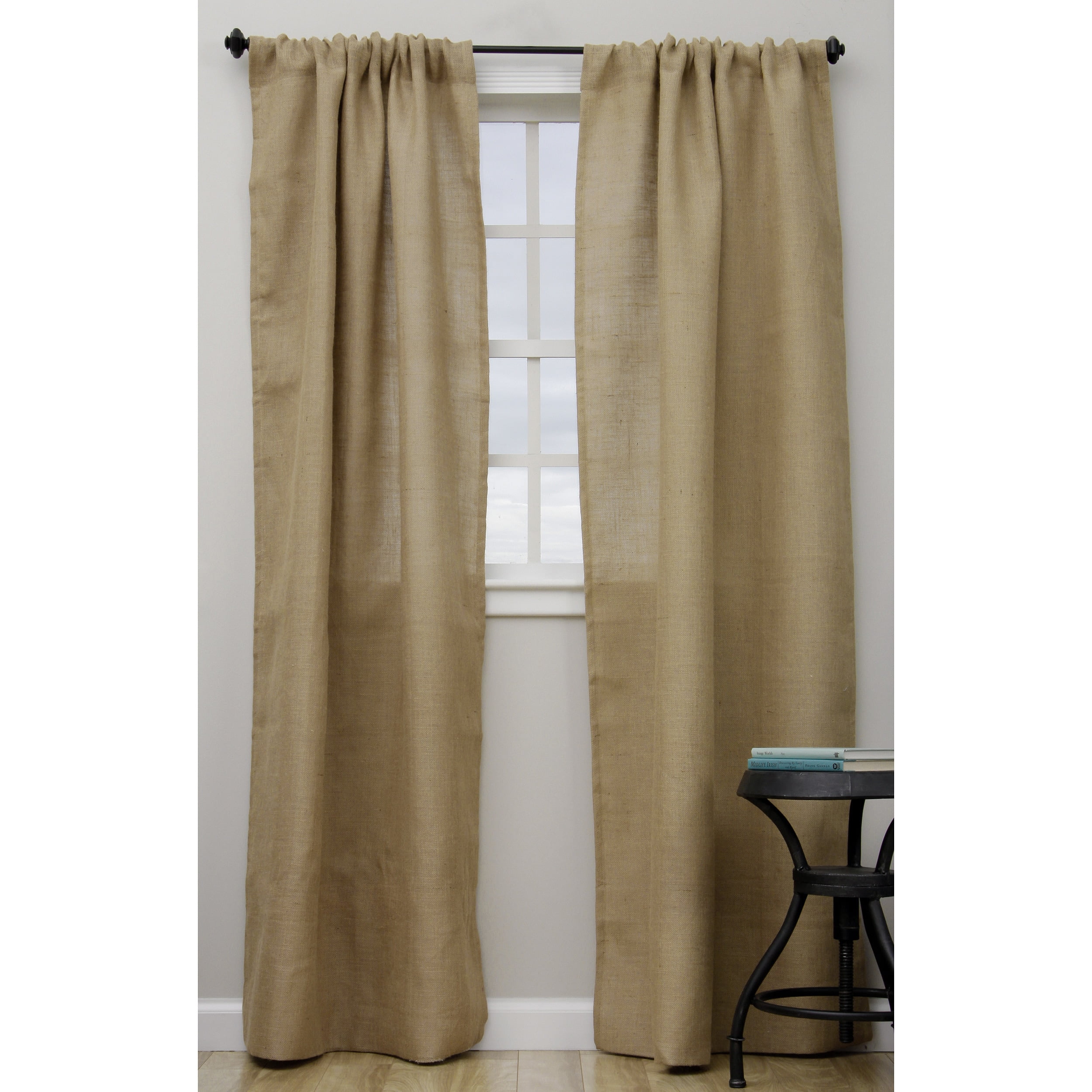 Saro Open Weave Lined Burlap Curtain Panel