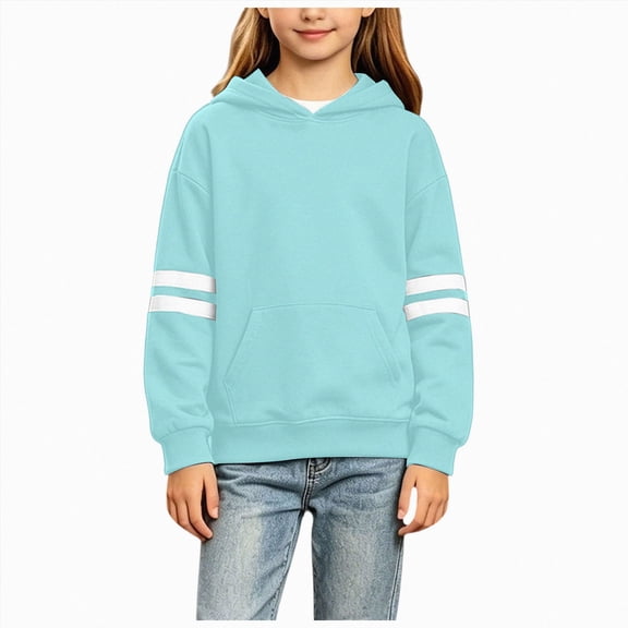 mgoYE Girls Fashion Hoodies Kids Cute Striped Long Sleeve Tops Hooded Sweatshirts