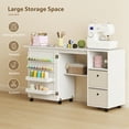 thumbnail image 4 of HOMCOM Folding Sewing Table with Power Outlet, Rolling Craft Table, White, 4 of 10
