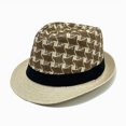thumbnail image 4 of PBFRDSJ Straw Fedora Hat for Men Breathable Houndstooth Short Brim Summer Sun Hat for Beach Travel Outdoor, 4 of 4