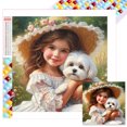 thumbnail image 1 of (ZQA3726) Serie Personajes Niña Llena Diamantes Resina Cuadrada 30x30CM Tamaño Lienzo 35x35CM, 1 of 9