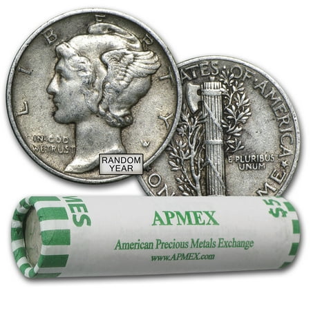 D Silver Mercury Dime - 90% Silver Mercury Dime 50-Coin Roll XF
