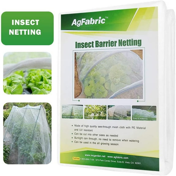 Agfabric 10 ft x 12 ft Standard Insect Screen & Garden Netting Protecting Plants Vegetables Flowers Fruits, White
