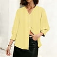 thumbnail image 4 of LNWUY Button Down Shirts for Women Dressy Long Sleeve Printed Blouses Business Casual Work Tops Spring Fashion Outfits Yellow S, 4 of 6