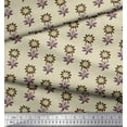thumbnail image 2 of Soimoi Velvet Fabric Leaves & Floral Block Print Sewing Fabric Yard 58 Inch Wide, 2 of 3