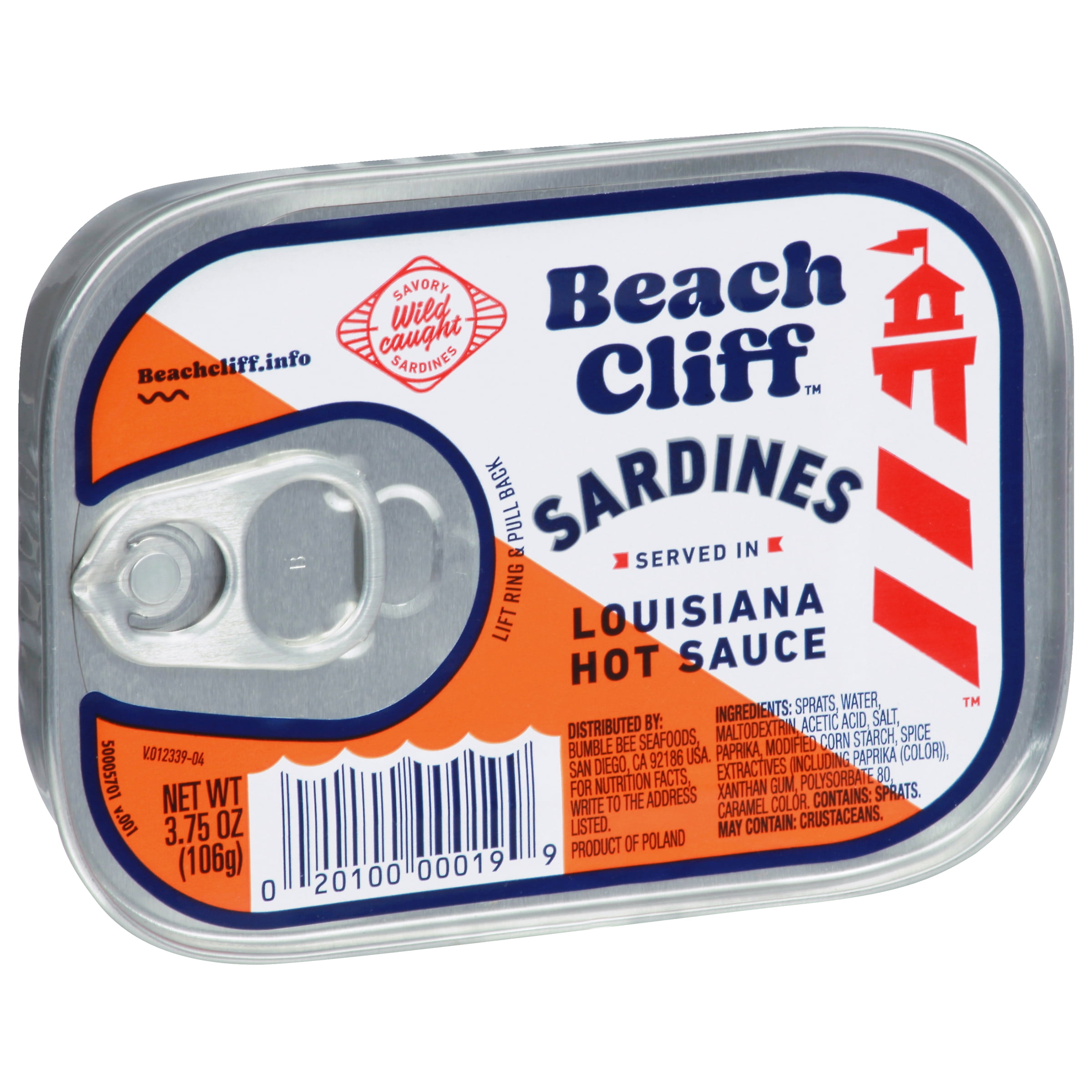 Beach Cliff Wild Caught Sardines in Louisiana Hot Sauce, 3.75 oz Can