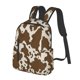 thumbnail image 2 of Cow Leather Brown Print Backpack Casual Shoulder Daypack Lightweight Travel Backpack For Men Women, 2 of 5
