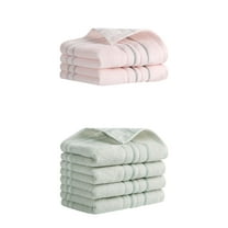 Unique Bargains Striped Cotton Hand Towels 13" x 29" Pink/Grey 6 Pack
