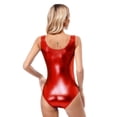 thumbnail image 2 of DPOIS Women's Shiny Metallic Tank Leotard Sleeveless Gymnastics Ballet Dance One-Piece Bodysuit Red M, 2 of 7