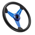 thumbnail image 4 of Gorgeri Steering Wheel Racing, 14in 350mm Universal Aluminum PU Leather Car Sport Racing Drift Steering Wheel Blue, 4 of 8