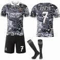 thumbnail image 1 of 2425 Real Madrid Motif dragon Noir et Blanc Édition Spéciale Commémorative Rétro No. 9 Mbappe 7 Vinicius 5 Bellingham No. 7 Winnie avec Chaussettes Ensemble de Maillots de football Classique, 1 of 2