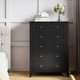 thumbnail image 5 of Homhougo Dresser for Bedroom Black with 5 Drawers, Tall Wood Organizer Storage Cabinet with Round Handle, Chest of Drawers for Closet, Living Room, Hallway, Nursery, Kids Bedroom, 5 of 13