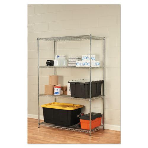 Industrial Heavy-Duty Wire Shelving Starter Kit, 4-Shelf, 48w X 24d X 72h,silver