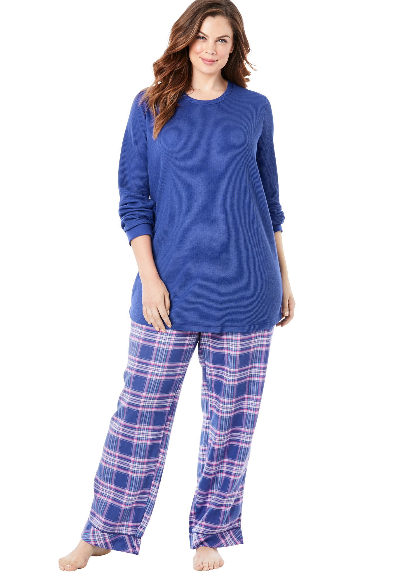 Only Necessities Women's Plus Size Thermal Pj Set Pajamas 