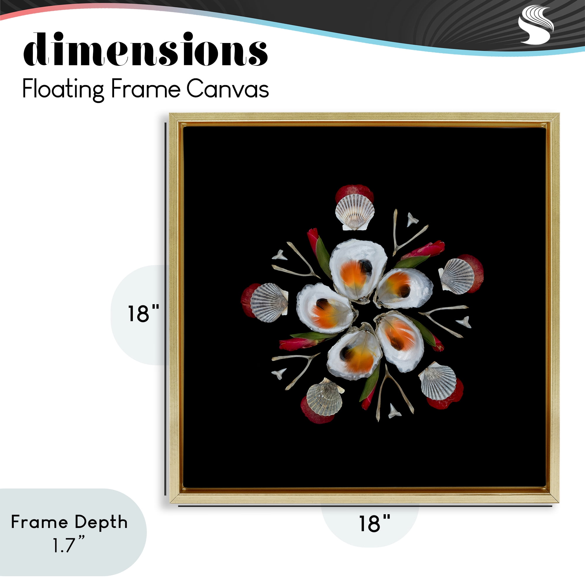 Stupell Industries Nautical Oysters Mandala Gold Framed Floater Canvas Wall Art, design by Beth Adoette