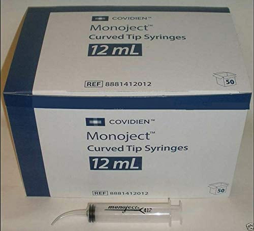 Dental Monoject 412 Disposable Impression Syringes Curved Tip 12 mL Bx/50 412012