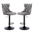 thumbnail image 5 of Tcbosik Swivel Bar Stools Set of 2, Velvet Upholstered Counter Height Barstools with Button Tufted Back, 24.8" - 33" Height Adjustable Modern Armless Kitchen Island Stool, Gray & Black, 5 of 11