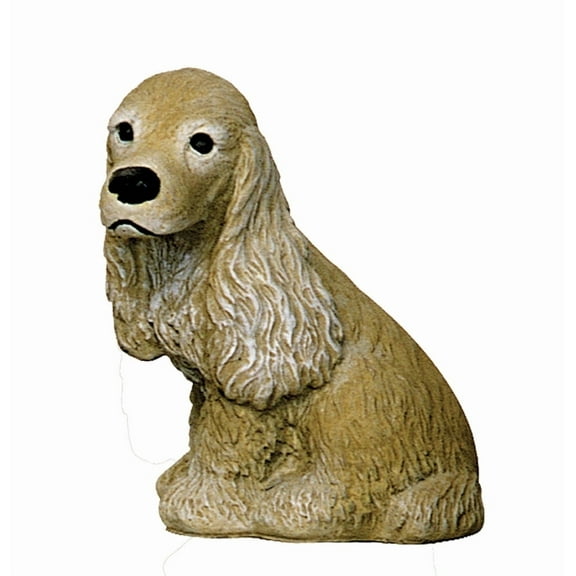 Solid Rock Stoneworks Sitting Cocker Spaniel Concrete Statue, 12" Tall, Life Like Color