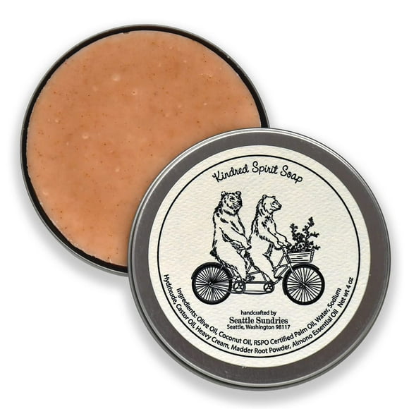 Seattle Sundries Almond & Cream Scented Soap, Friend Gift Idea - 1 (4oz) Bodywash Bar for Women & Men in a Gift Tin, Handmade