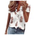 thumbnail image 2 of T-Shirt Décontracté à Manches Courtes et Manches Courtes à Volants d'Été pour Femmes, 2 of 6