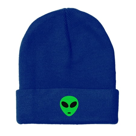 Bne Embroidered Green Alien Warm Winter Beanie Green Alien-Em-0028-Navy