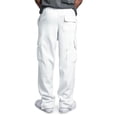 thumbnail image 6 of Cargo Sweatpants for Men Open Bottom Baggy Sweatpants Cozy Straight Leg Sweat Pants with Pockets Hiking Casual Athletic Pants White M, 6 of 8