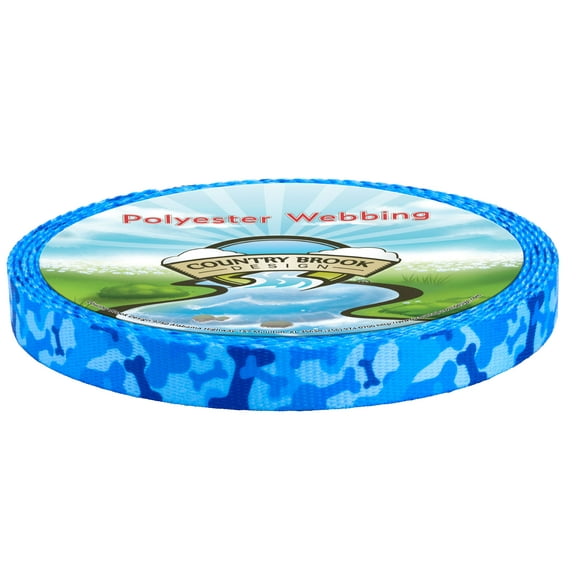 Country Brook Design - Blue Bone Camo Polyester Webbing (1/2 Inch, 20 Yards)