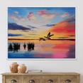 thumbnail image 2 of Designart 'Crane Birds Flying During Colorful Sunset' Nautical & Coastal Framed Canvas Wall Art Print, 2 of 5