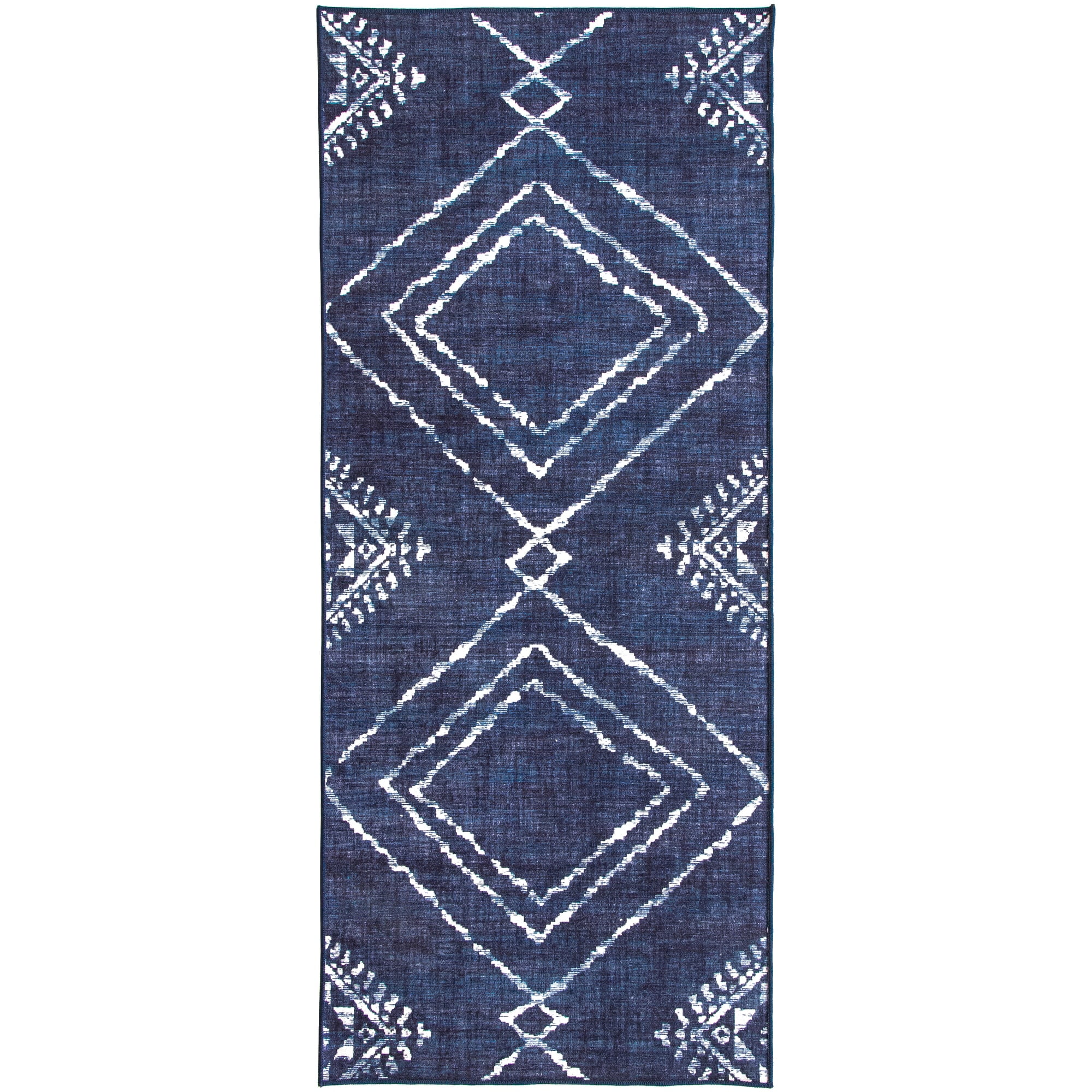 ReaLife Rugs Machine Washable Moroccan Diamond Blue Ecofriendly