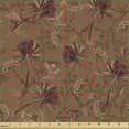 thumbnail image 2 of Ambesonne Botanical Fabric by the Yard Upholstery, Blossoming Floral Details, 5 Yards, Redwood Maroon, 2 of 5