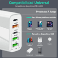 thumbnail image 4 of Cargador USB Tipo C 65W 5 en 1 con Cable USB-A a USB-C Carga Rápida PD 20W Adaptador Multi Puerto, 4 of 10