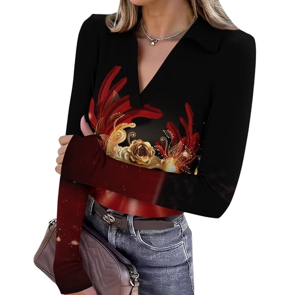 Womens Mardi Gras Shirts Glitter Sparkly V Neck T Shirts Mask Print Long Sleeve Purple Tops Wine 2XL