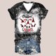 thumbnail image 3 of Camisas Navideñas Para Mujer Con Estampado Casual de Manga Corta Suelta Con Cuello en V Odeerbi ODB202477, 3 of 5