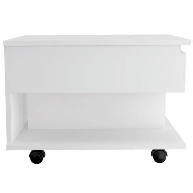 TUHOME Furniture Luanda Table Basse Relevable avec Rangement Dissimulé et Roues, Blanc