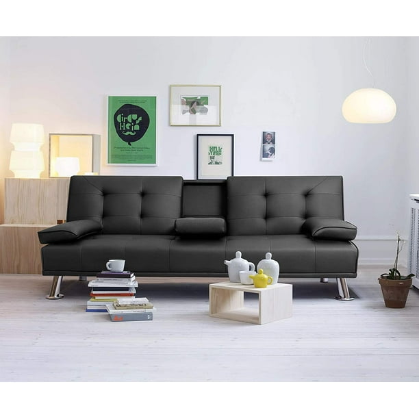 Walnew Futon Sofa Bed Modern PU Leather Couch Convertible ...