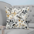 thumbnail image 4 of Pillow Covers 20x20 Set of 2, Vintage Botanical Throw Pillow Covers Decorative Couch Cushion Cover, Yellow Grey Spring Floral Birds Microfiber Soft Square Pillowcases for Bedroom Living Room Sofa, 4 of 7