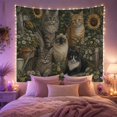 thumbnail image 2 of Cats Garden Setting with Upper Left Long Haired, Playful Illustration for Cat Lovers, Cat Wall Art, Mother'S Day Gift, Tapestry Wall Hanging for Bedroom, Living Room and Dorm, 2 of 7