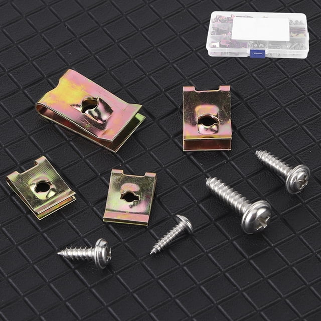 Yctze 85xU Clip Holder Set,U Type Clips Nuts Assortment Automotive Interior Trim Fasteners With Stainless Steel Screws