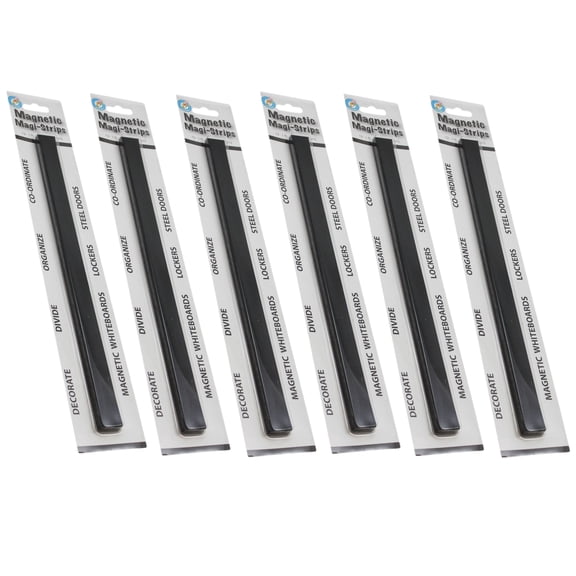 Ashley Productions Magnetic Magi-Strips, Black, 12 Feet Per Pack, 6 Packs