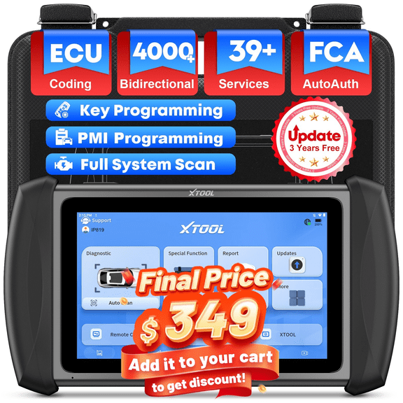 XTOOL IP819 V2.0 Bidirectional Scan Tool  AI-Assisted OBD2 Scanner Diagnostics Tool with 39  Services, Full System, FCA, 3-Year Free Update