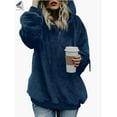 thumbnail image 3 of PULLIMORE Womens Fuzzy Fleece Sweatshirt Zip Up Hoodies Casual Oversized Hooded Pullover with Pockets (M, Navy Blue), 3 of 7
