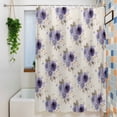 thumbnail image 3 of Purple Spring Floral Long Shower Curtain Set, Waterproof Shower Curtains for Bathroom, Farmhouse Flowers Modern Art Washable Fabric Cloth Bath Curtain for Bathtub Decoration with Hooks 72x84 Inches, 3 of 9