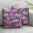thumbnail image 3 of Orinice Elephants Flowers Pattern Graphic Decorative Cushion Throw Pillow Cover for Home Couch Living Room Bed Sofa - Printed on Both Sides - 1PC 22x22in, 3 of 5