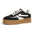 thumbnail image 3 of LUCKY STEP Classic Platform Sneakers Fashion Retro Casual Shoes,Black/White,Womens, 3 of 6