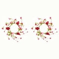thumbnail image 2 of dajkiuy 2Pcs Valentine Candle Rings, 11Inch Heart and Berry Candle Holder Rings, Artificial Candle Holder Wreaths for Home Valentine's Day Party Wedding Kitchen Cabinet Door Table Centerpiece, 2 of 6