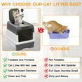 thumbnail image 6 of PHANCIR Enclosed Cat Litter Box, Foldable Lightweight with Litter Scoop, Easy to Clean, Grey, 6 of 8