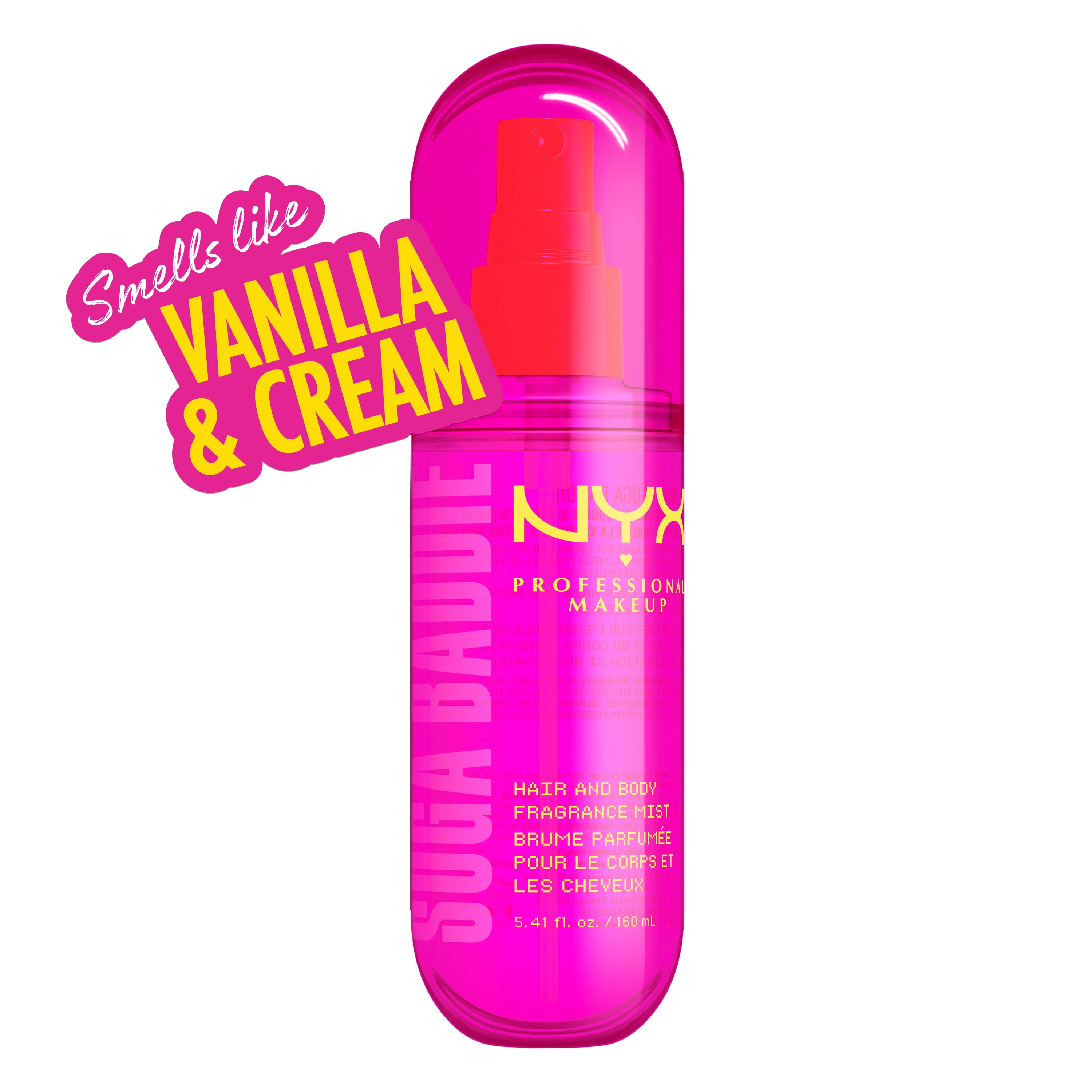 NYX Professional Makeup Fat Oil Vanilla Whipped Cream Body Spray Hair Mist, Suga Baddie, 5.4 fl oz